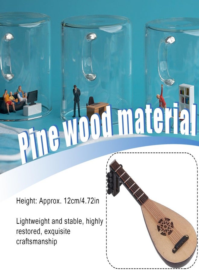 lvifloae Chinese Pipa Model Vintage Style Model Decorations Simulation Pipa Chinese Guitar Stringed Instrument Decorations Doll House Miniature Musical Instruments Mini Lute Wooden Photo Prop - Image 2